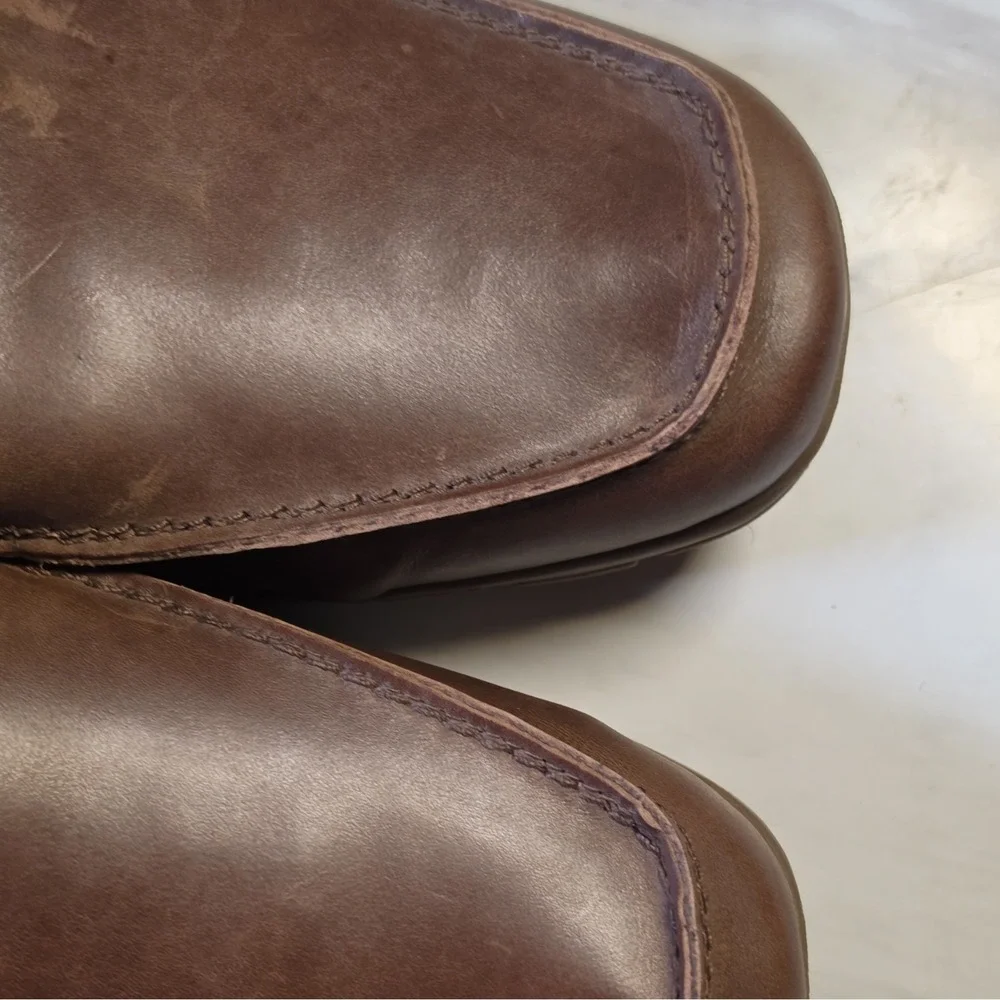 Easy Spirit Women's Brown Leather Slip-On Loafer Flats Cushioned US 12W
